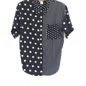 Vintage Impressions Polka Dot and Striped Button Down